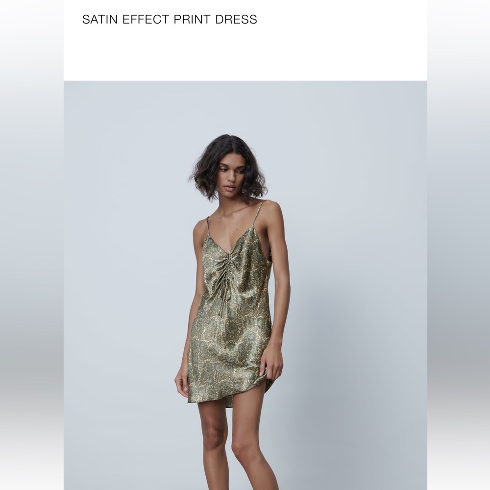 NWT Zara Satin Effect Print Dress XL